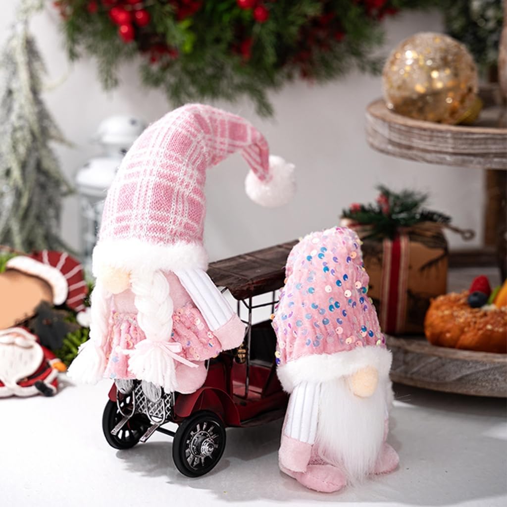 Pink Christmas Character Statue Reusable Cloth Decoration Mix Pair Holiday Theme image 3