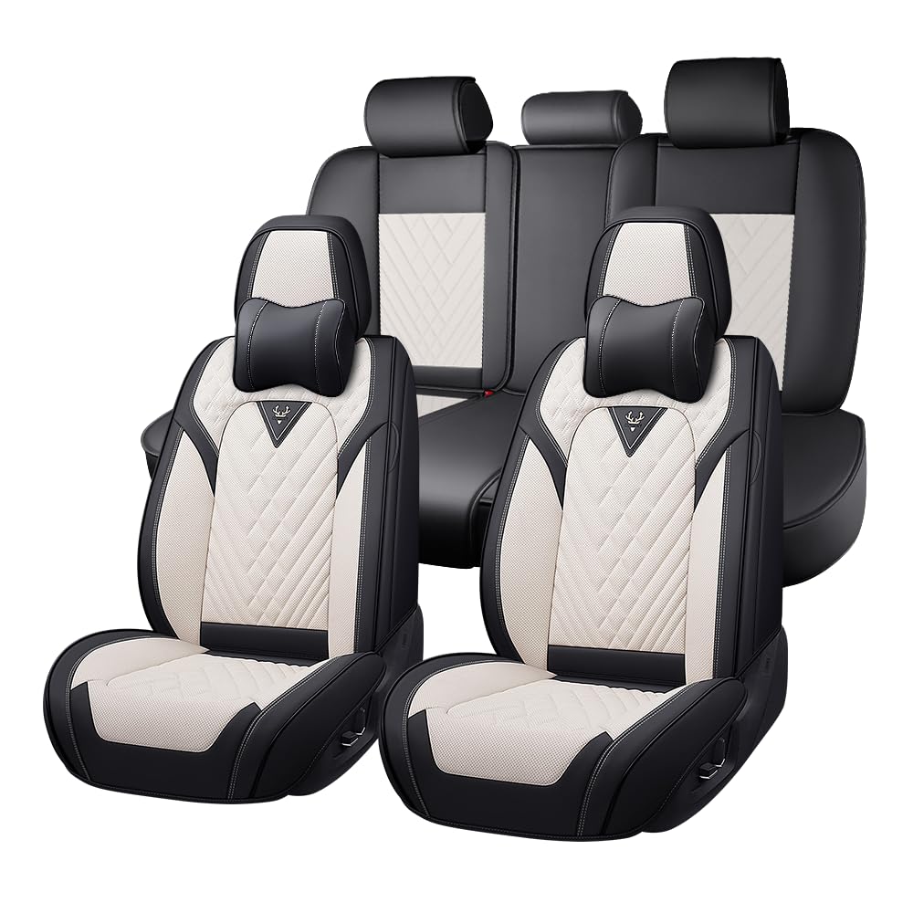 JXTH Fit for Toyota Corolla Seat Covers 2000-2026, Nappa Leather, 360° Full Protection, Thick Padding & Memory Foam, Waterproof & Stain-Resistant Car