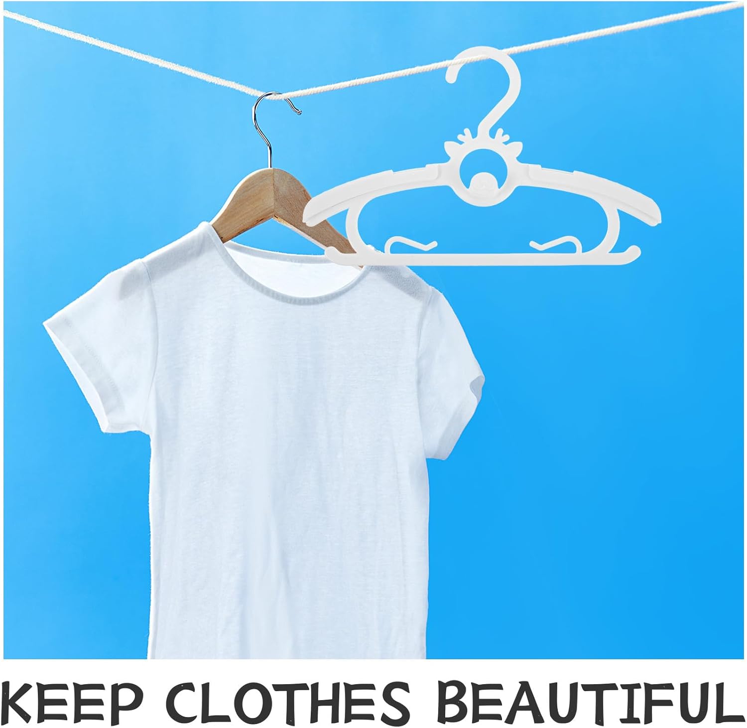 GLEAVI 30pcs Baby Hangers: Retractable Children Hangers - Plastic Kids Wardrobe Organizer - Non-Slip Infant Nursery Hanging Rack for Laundry Closet