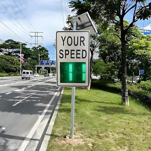 Solar-Powered LED Speed Limit Sign - Radar Traffic Feedback Display, 23.62x35.43 inches, Enhanced Road Safety, Speed Detection Warning Board for Effective Traffic Control.