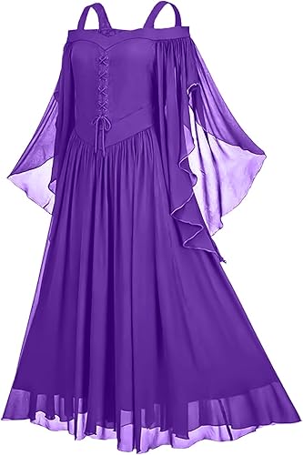 Miniatura 3 de Charella Vestido gótico para mujer, de hilo de red, hombros descubiertos, fluidos, vestidos de fiesta, góticos, steampunk, vestido de fiesta de boda