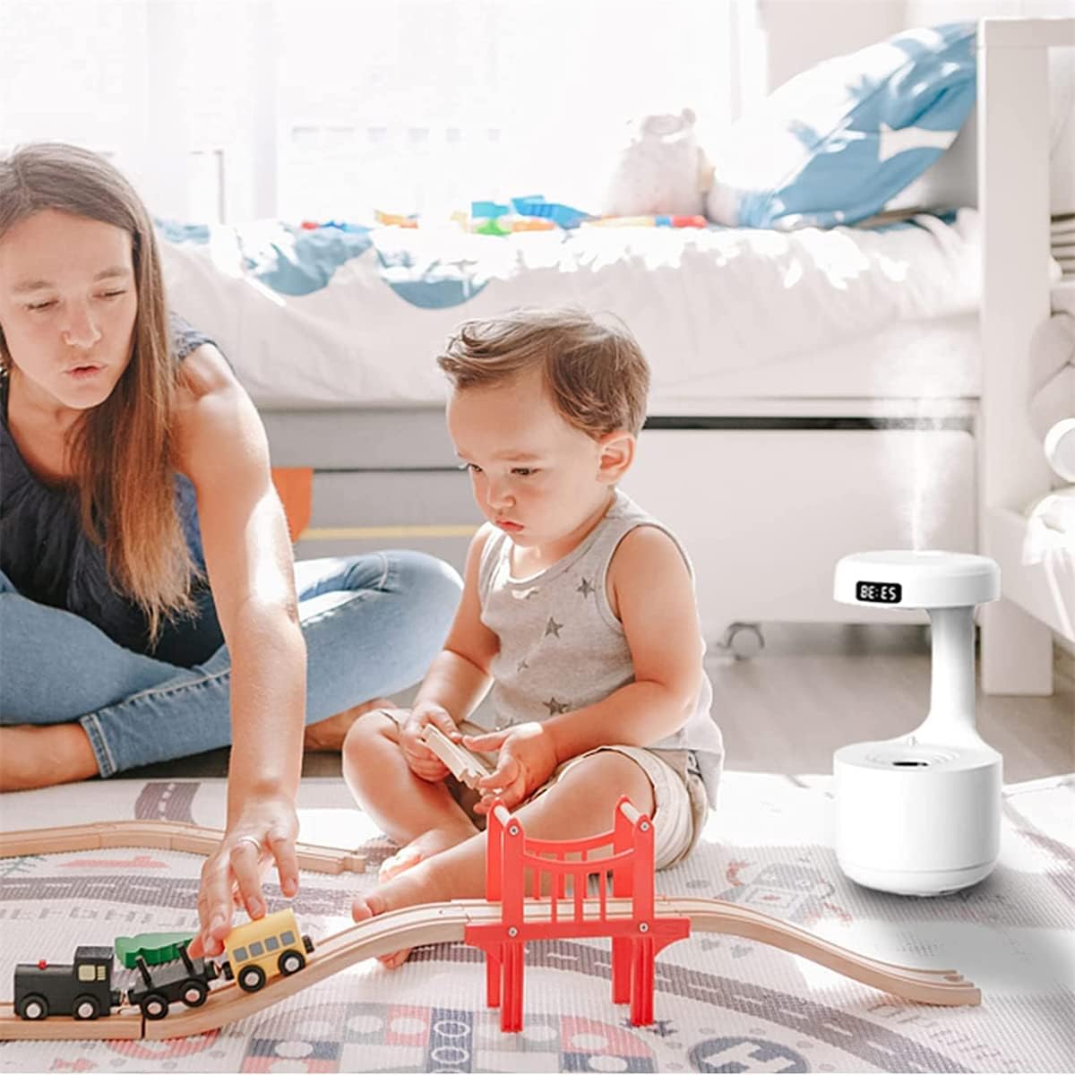 DENZIQ Anti-Gravity Humidifier with Clock Water Drop Backflow Aroma Diffuser, Creative Air Humidifier, Led Displayshutdown Protection, Light Mode, for Home Bedroom Office,Applicable to Baby Nurseries