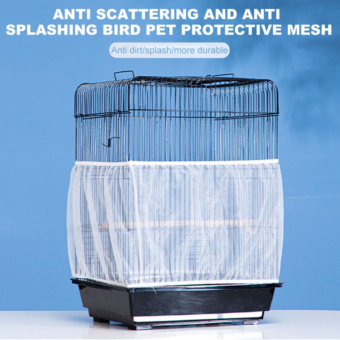 Copertura Per Gabbia Uccelli Extra Large In Nylon Nero, Morbida E Traspirante - Trattiene Semi E Piume! - Foto 11