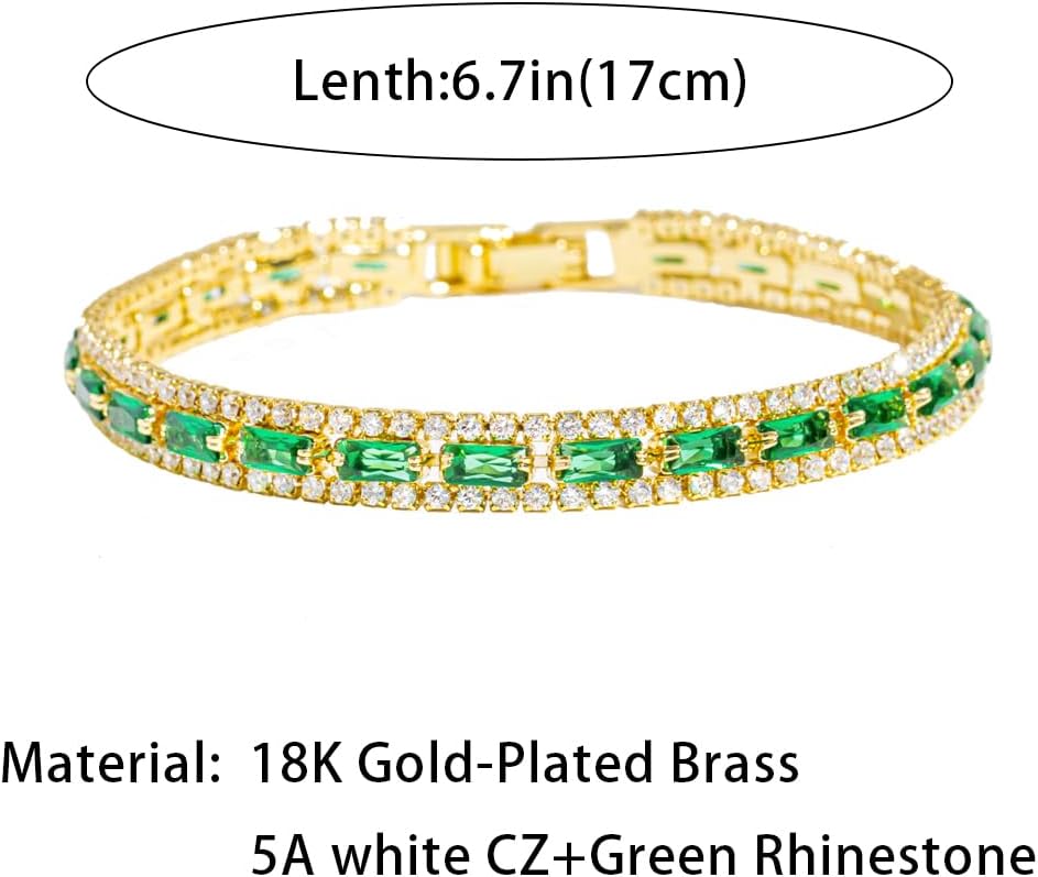 Adjustable Tennis Bracelets for Women Gold/Silver Dainty 14K Gold Plated Cubic Zirconia Bracelets for Women CZ Bling Diamond Bracelet for Prom Wedding 6.7-7.7Inch
