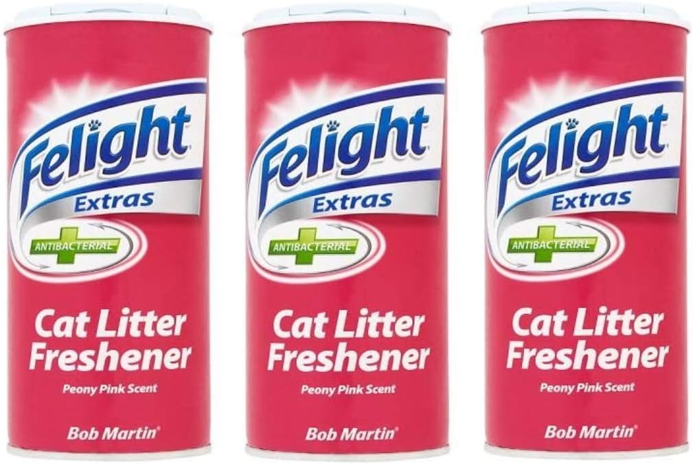 WUNDAPETS FELIGHT 3 X 300ML CAT LITTER FRESHNER TUB PEONY PINK SCENT