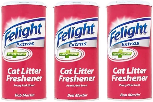 WUNDAPETS FELIGHT 3 X 300ML CAT LITTER FRESHNER TUB PEONY PINK SCENT ANTIBACTERIAL