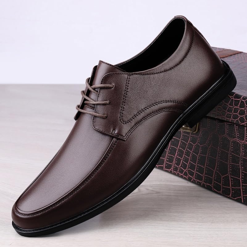 Men's Classic Leather Dress Shoes Lace-Up Formal Business Oxfords Comfortable Casual Derby Wingtip Shoes2