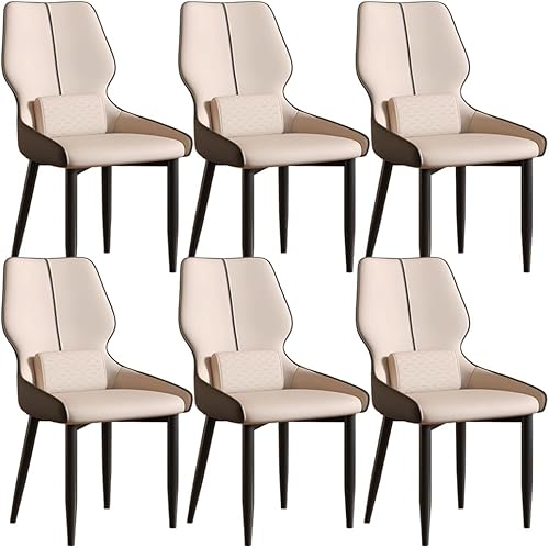Miniatura 19 de YVYKFZD Juego de sillas de comedor de cuero, sillas de comedor con patas de metal, sillas de cocina tapizadas, silla minimalista sin brazos, para
