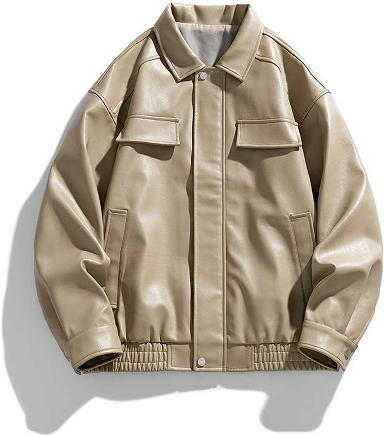 ライダースジャケット メンズ PU 革ジャン 大きいサイズ カジュアル ファッション ジャンバー レザージャケット 無地 折り襟 お