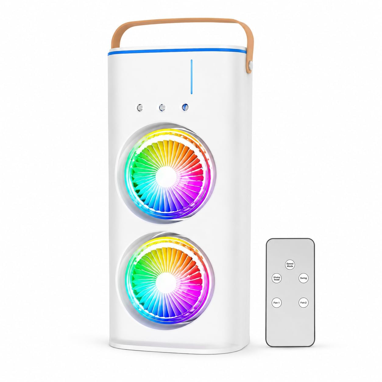 Dual Mist Air Cooler with RGB LED Lighting, Remote Control Portable Personal Air Cooler Fan with Handle, USB Mini Evaporative Cooler for Home, Office, Bedroom & Travel Use-image-44