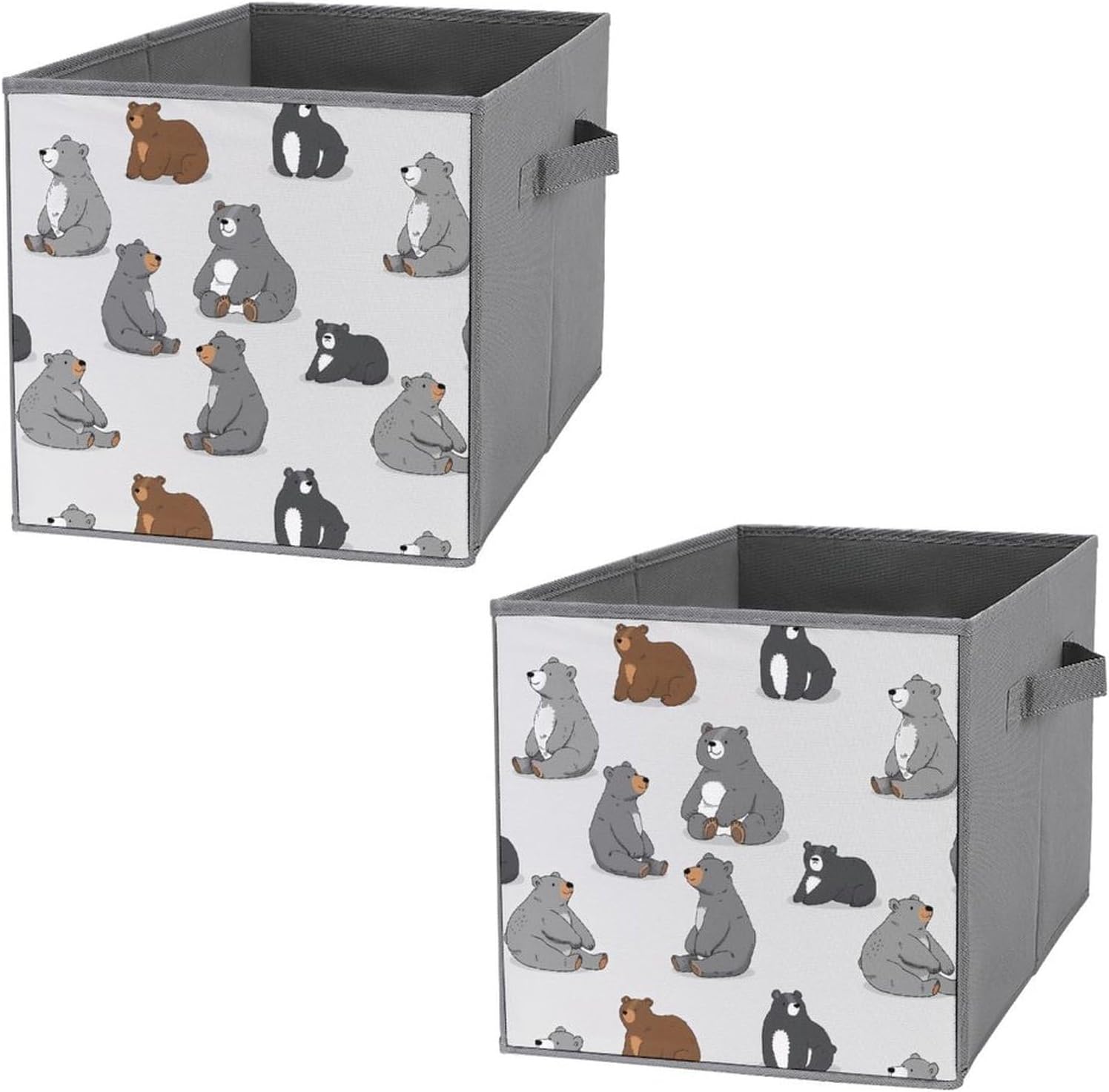Bear Foldable Storage Cubes Organizers Storage Bins Square Storage Baskets for Clothes Toys 2PCS