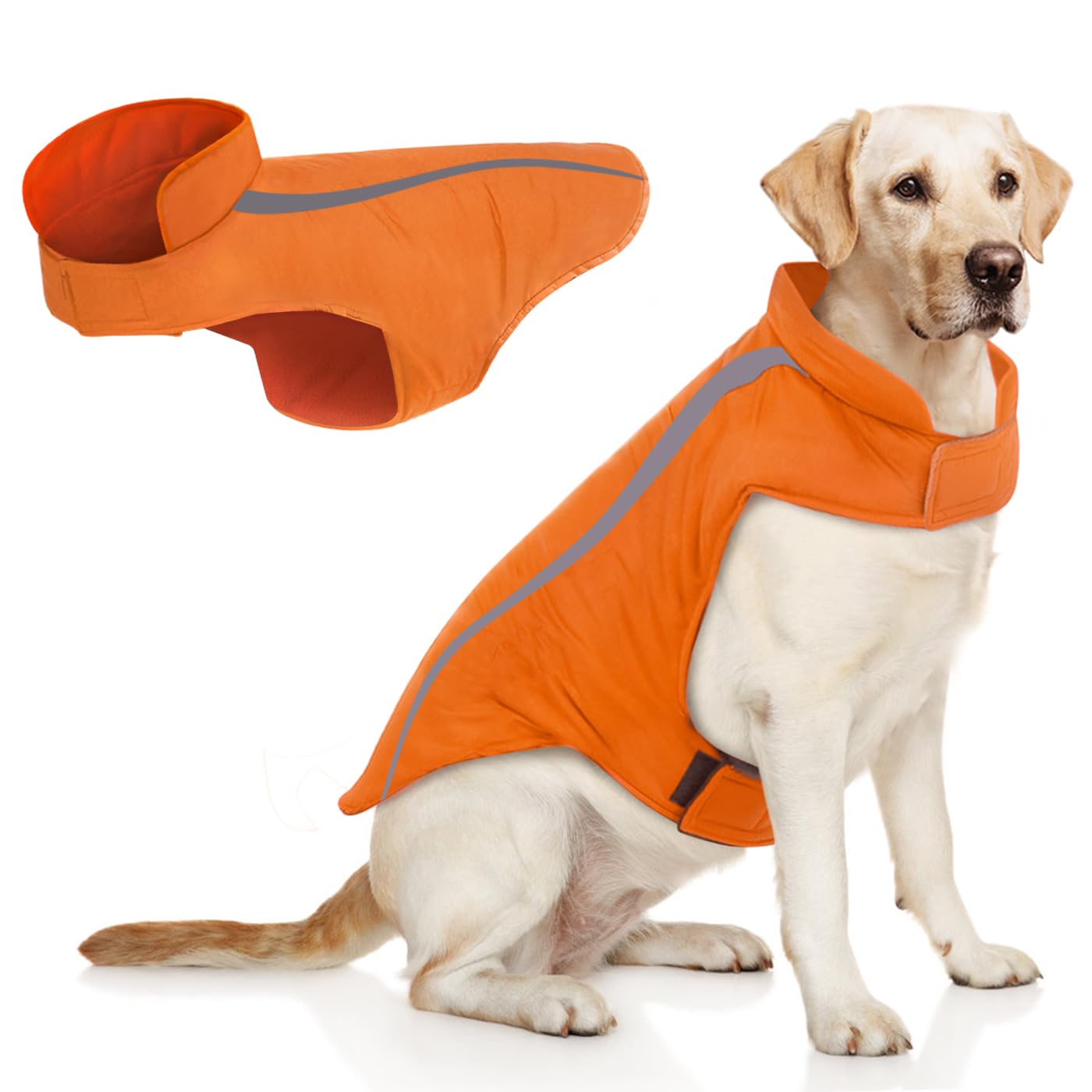 Idepet Impermeable Abrigo para Perros Chaleco cálido Ropa Correa Reflectante Patchwork Acolchado Mediano Chaqueta para Perro Grande Sudadera con Capucha