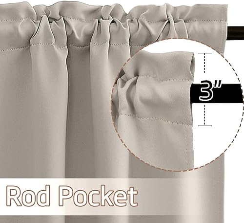 Miniatura 2 de NICETOWN Cortinas opacas de 36 pulgadas de largo para cocina, oscurecimiento de la habitación, aislamiento térmico, bloqueo de luz solar, cortinas