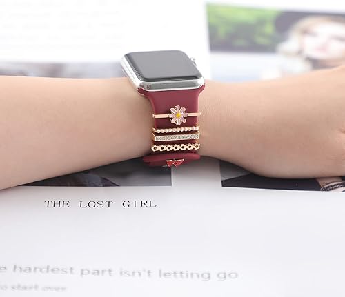 Vista 55 de ALMNVO Bling Diamond Charms for Apple Watch Bands Charms 46mm 45mm 44mm 42mm 41mm 40mm 38mm 49mm,Sparkle Metal Sliding Decorative Rings for iWatch