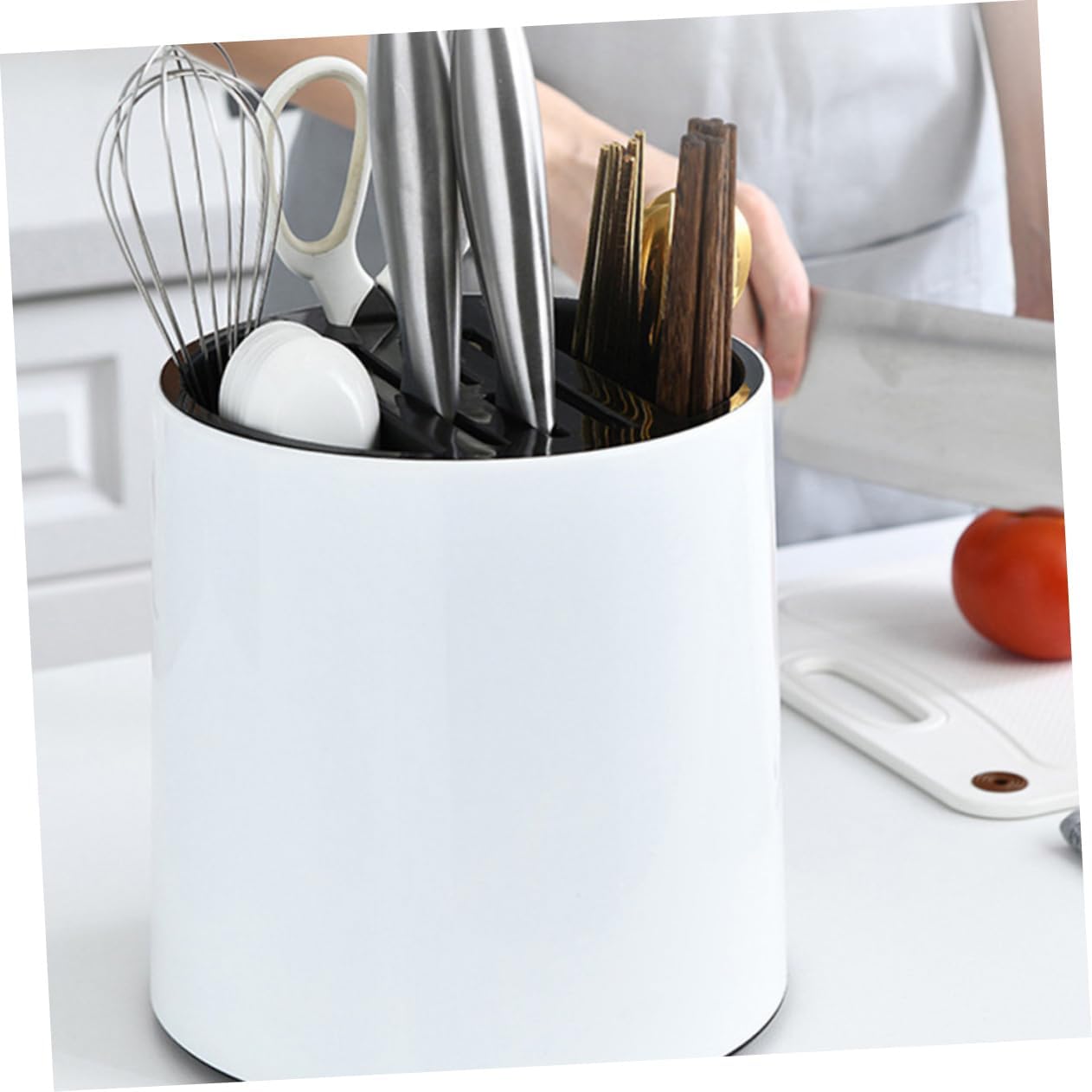PRETYZOOM Multifunctional Kitchen Knife Storage Rack Holder for Utensils Cutlery Stand Plastic Organizer