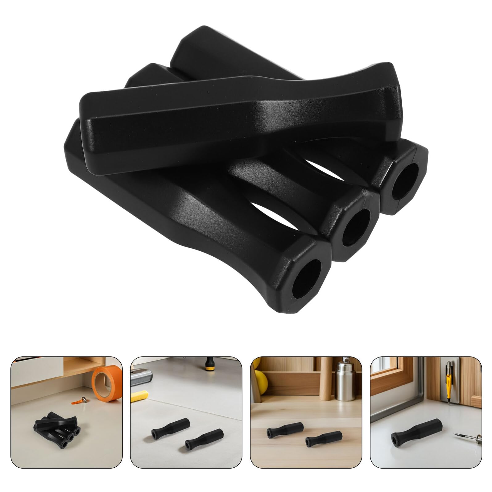 Anneome 12 Piezas Mango Repuesto para Futbolín de Plástico Negro Agarre Ergonómico Octogonal para Adultos Instalación Fácil Partes de Mesa Fútbol de Mesa