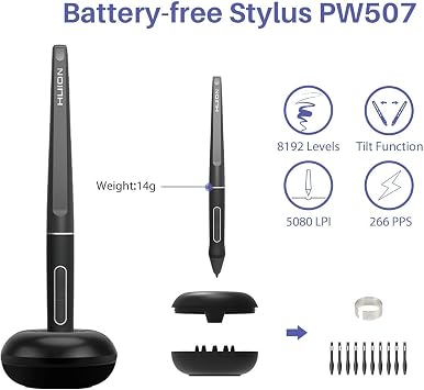 HUION KAMVAS Pro 16 Drawing Tablet with Screen Full-Laminated Graphics Tablet with Battery-Free Stylus, Art Tablet with 6 Hot Keys Touch Bar Adiustable Stand - 15.6inch Graphic Tablet for PC/MAC/Linux