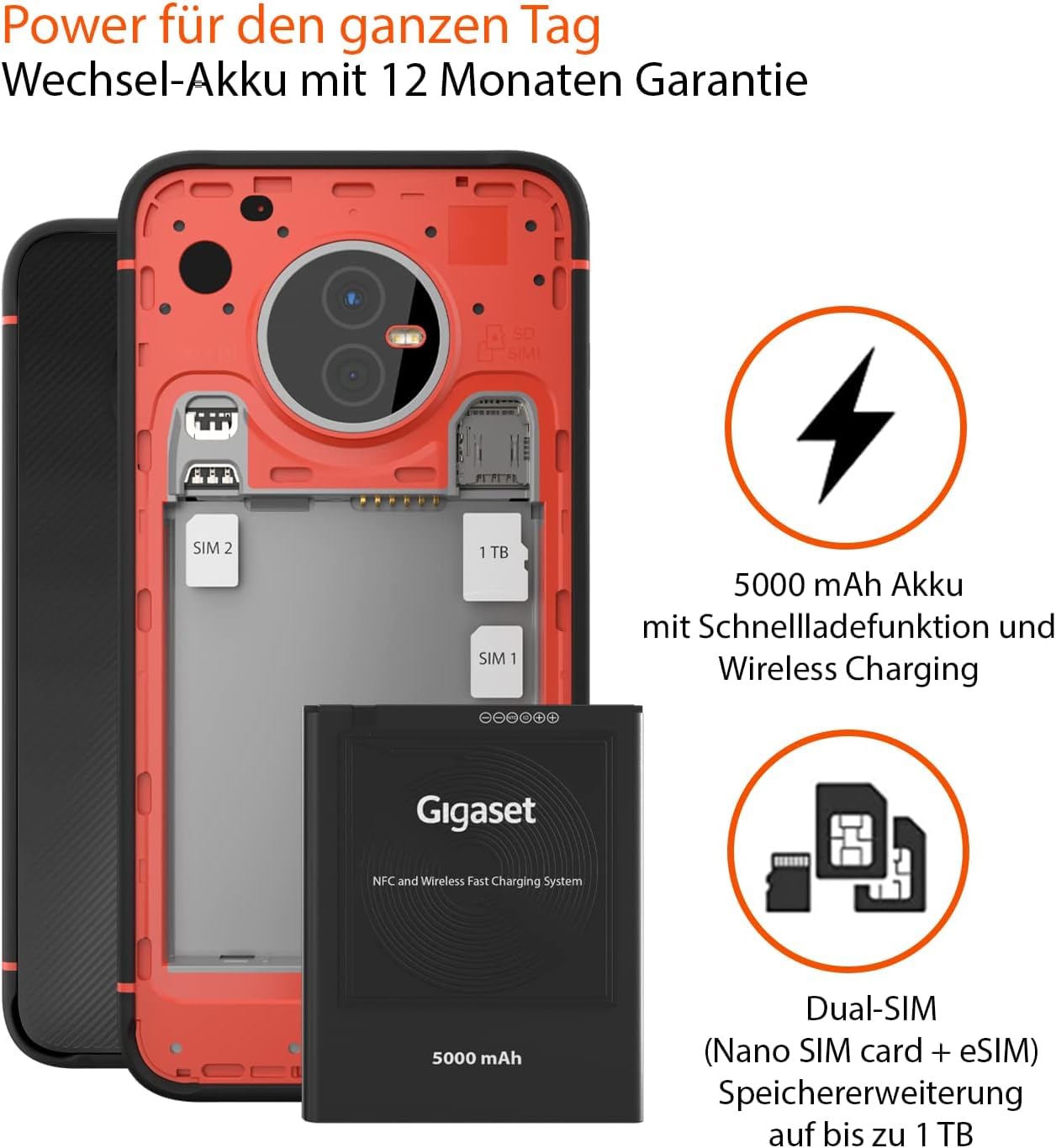 Gigaset GX4 PRO robustes Business-Smartphone 4G - staub- & wasserdicht IP68, Militärnorm - 6,1" HD+ Display mit Gorilla Glass - 128GB+6GB RAM - 48MP Kamera - 400 std Standby, Black