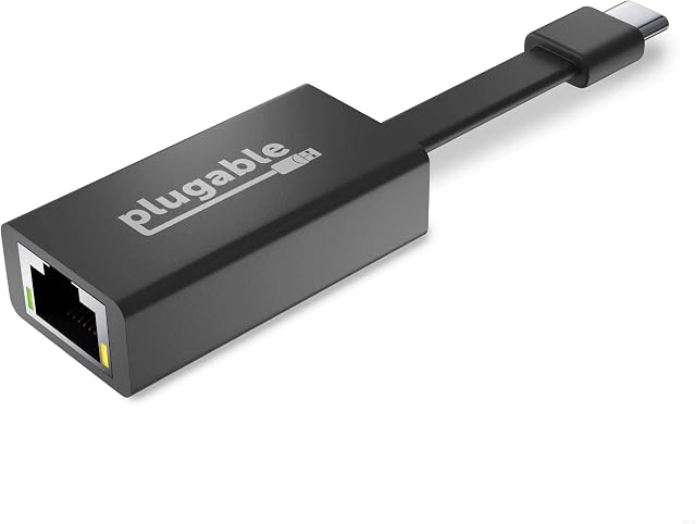 Plugable USB C to Ethernet Adapter, Fast and Reliable Gigabit Speed, Thunderbolt 3 to Ethernet Adapter Compatible with Macbook Pro, Windows, macOS, and ChromeOS