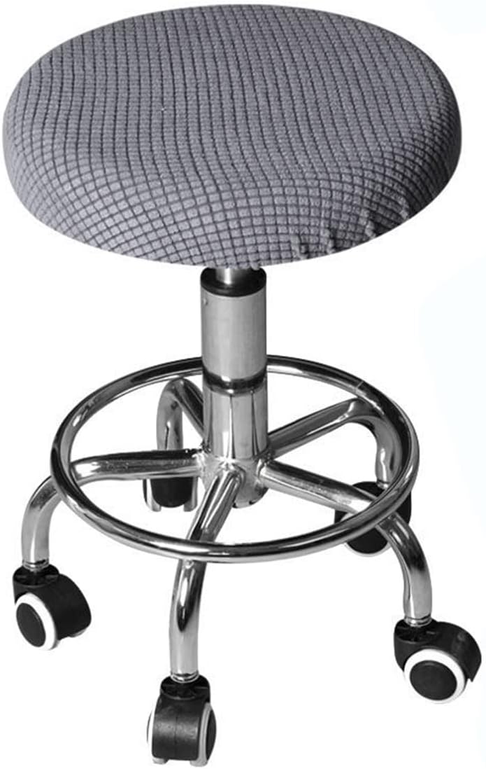 Round Bar Stool Covers Slipcovers 35-38cm(13.7 15in) Stretch Bar Stool Chair Covers Swivel Set of 2/4/1, for Dining Room Bar Counter Kitchen Home Office Desk,Grey,2PCS