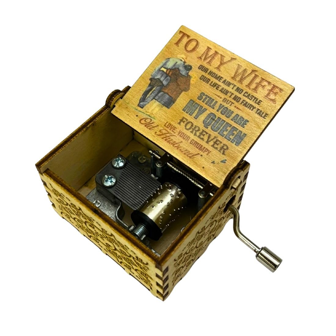 Zesta Wooden Hand Cranked Collectable Engraved Music Box (to My Wife (D1)),Teen