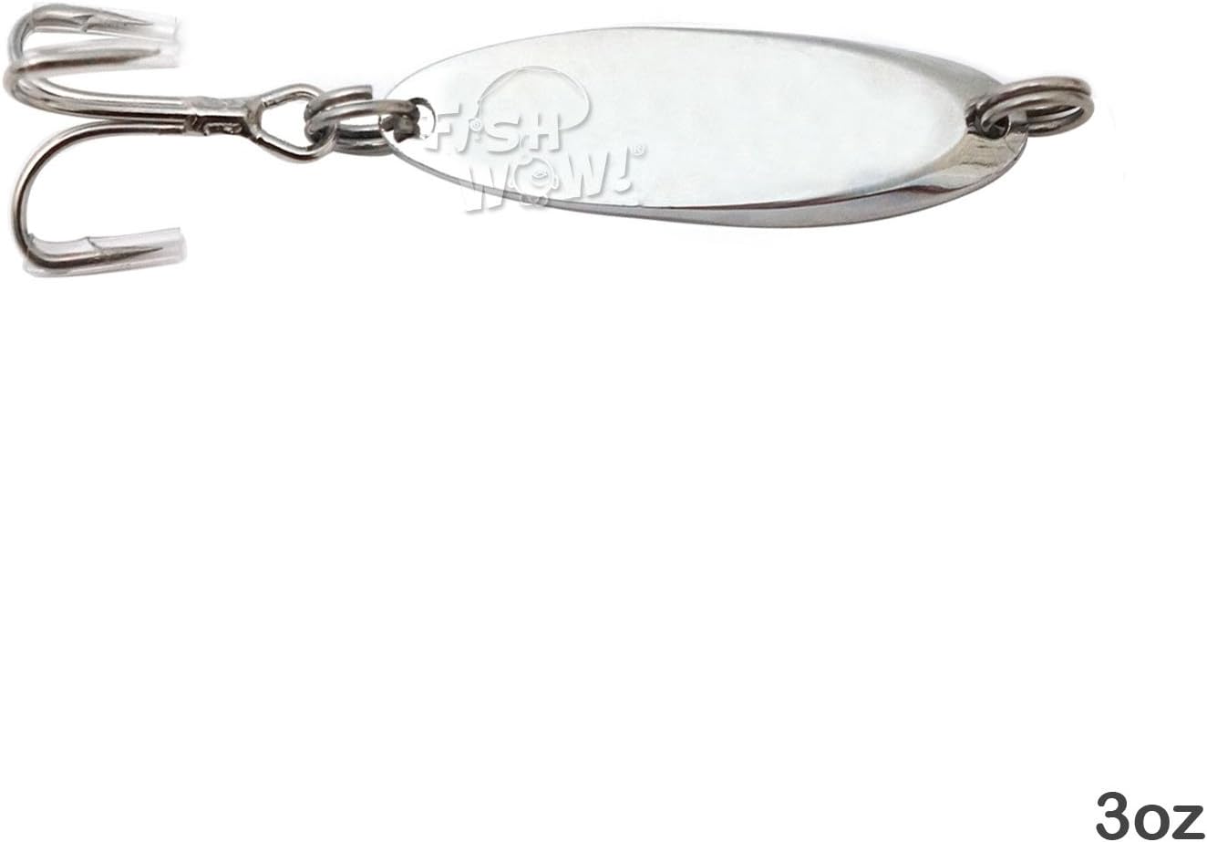 10pcs 3oz Fishing Kast Spoon with a Treble Hook Fish Chrome Jig Bait Lures Holographic Laser Silver Tape Kast Master Style Champ Spoons