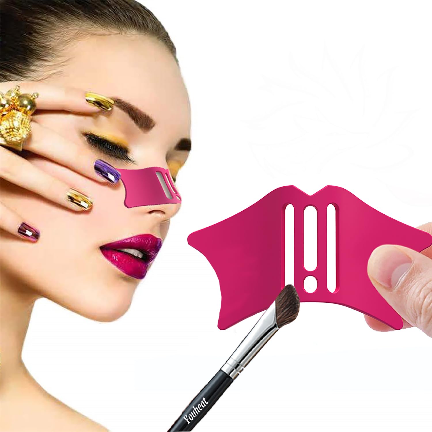 Silicone Makeup Guide, Nose Contour Stencils, Cat Eyeliner &Smoky Eyeshadow Reusable Template