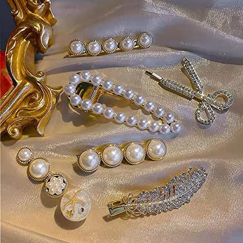 ANNACREATIONS Korean Style Pearl Metal Hair clips Pearl Barrettes Hairpin Pearl Pendant Choker Necklace With Pearl Bracelet Stud Earrings Combo Set... - Image 7