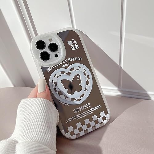 Miniatura 5 de Funda para iPhone 13, diseño de cuadrícula de mariposa con espejo, diseño femenino de dibujos animados Kawaii Y2K, diseño de impresión femenina para