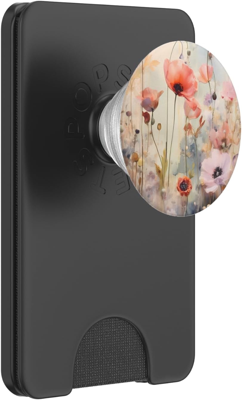Poppy Flowers Bouquet in Style of Watercolor, Floral PopSockets PopWallet for MagSafe