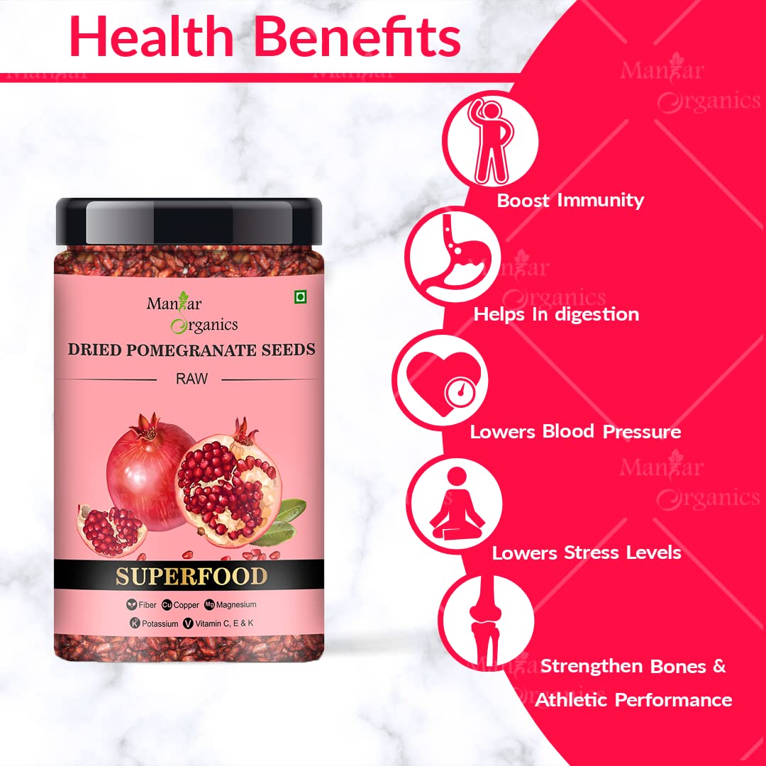 ManHar Organics Dried Pomegranate Seeds jar 400g | Natural & Sun-Dried | Rich in Antioxidants & Fiber | Tangy & Flavorful | Anardana | Anar ke Beej for Cooking, Immunity Booster - Image 3 thumbnail