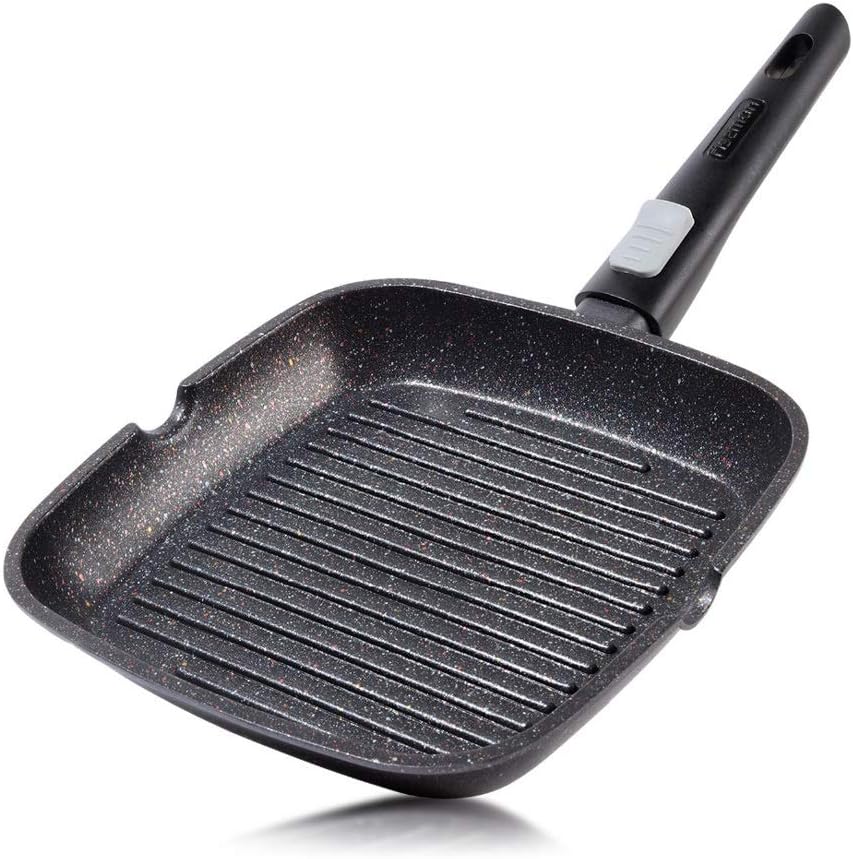 FISSMAN Grill Pan with Non-stick Cast Aluminium Detachable Handle REBUSTO Series Induction Cooker
