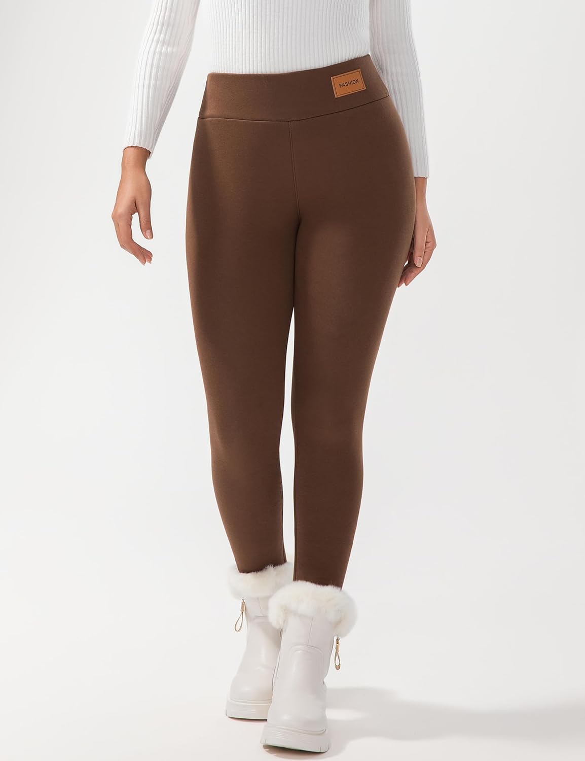 JK SUE JONES Women Winter Warm Thick Leggings Fleece Lined Stretchy Soft Thermal Sherpa Pants High Waist Tights - Image 4