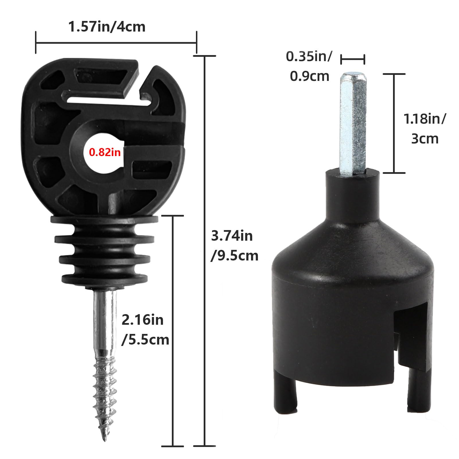 100 aisladores eléctricos multifunción para alambre/cinta/cuerda/cuerda de anillo atornillado, postes de madera y 1 herramienta de enchufe aislante gratuita (accesorios de sistema de rejilla para cría