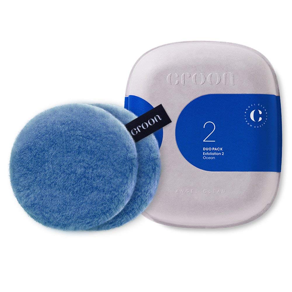 [CROON] Angel Puff (Makeup Cleanser Puff SET / Face Srub Puff Set) Makeup cleanser/Face Scub ONLY USING WATER / no need chemical remover (For Facial Scrub (2ea Set) Ocean Color)