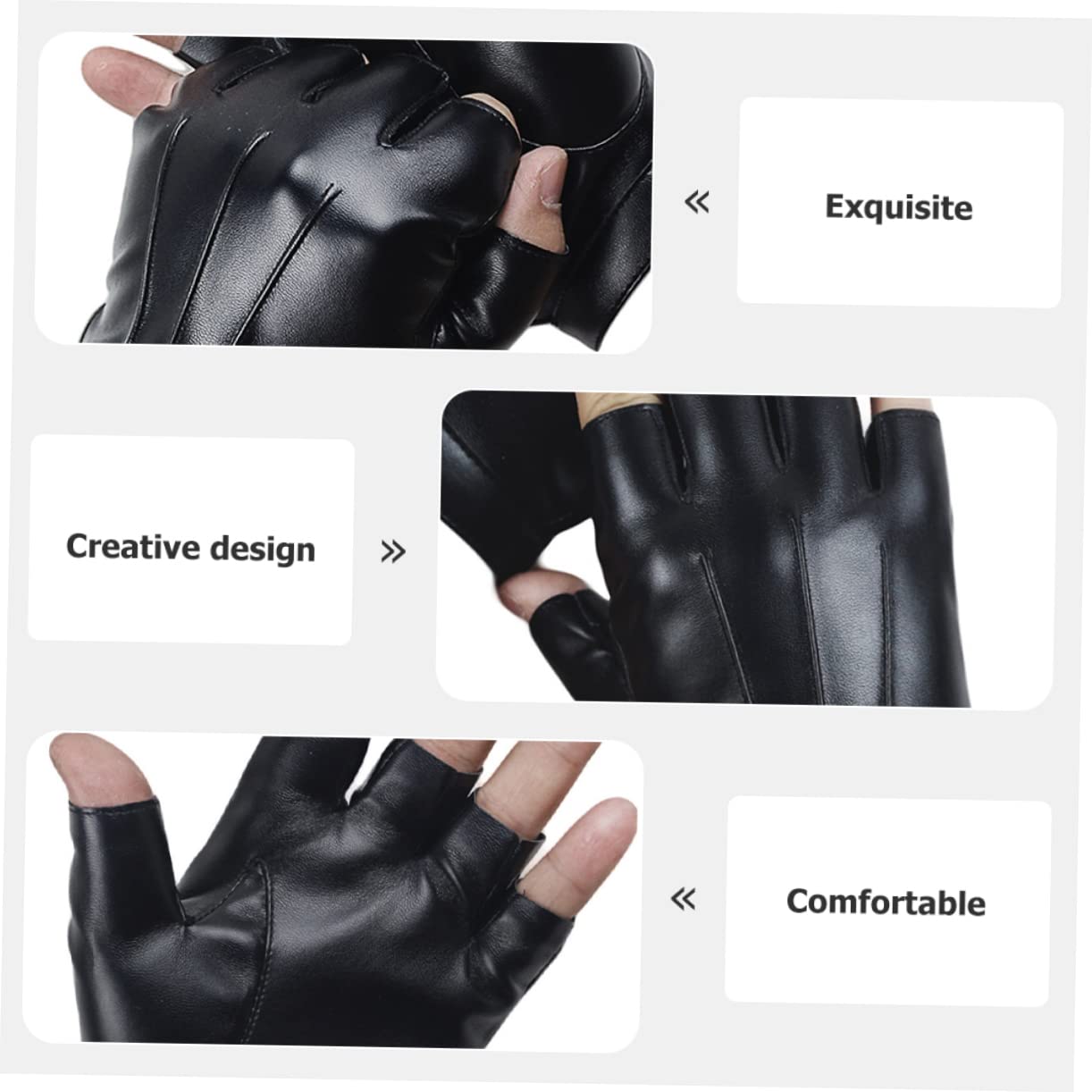 ibasenice Leather Riding Gloves Half-Finger Design Comfortable Bike Gloves for Cycling Fishing Fitness Camping
