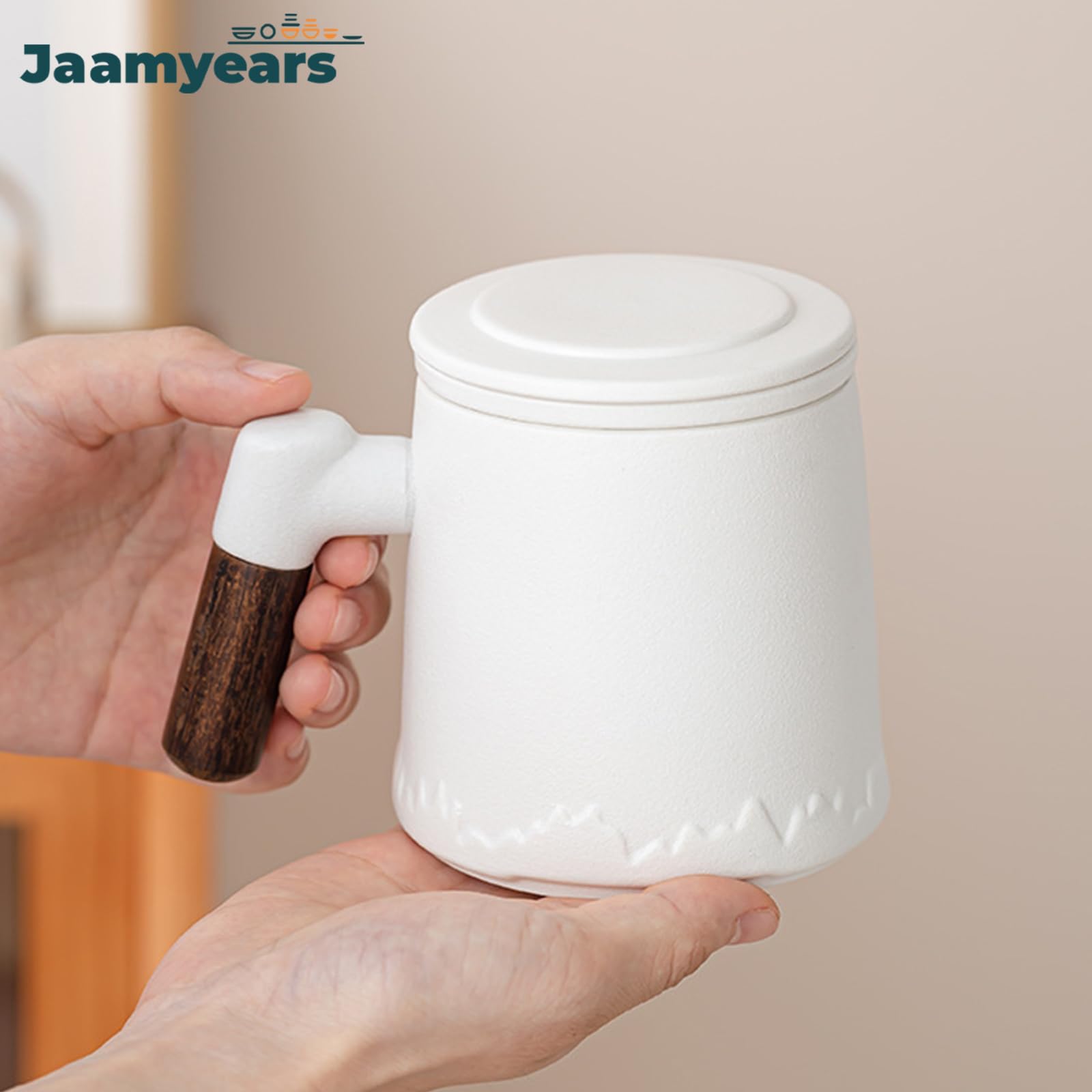 Taza de té con infusor y tapa, taza de té de cerámica de hojas sueltas, capacidad de 400 ml para preparar café y té