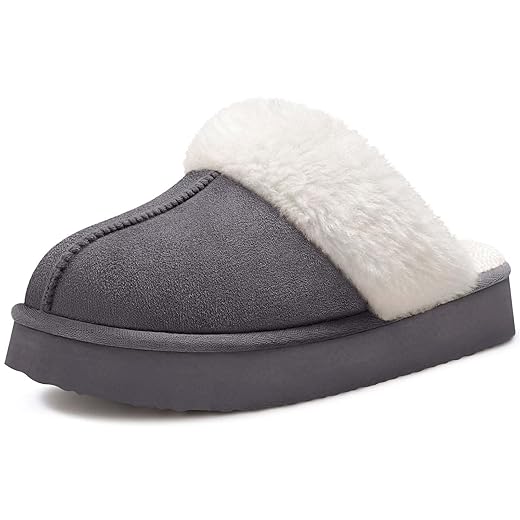 Litfun Women's Fuzzy Memory Foam Slippers Fluffy Winter House Shoes Indoor and Outdoor