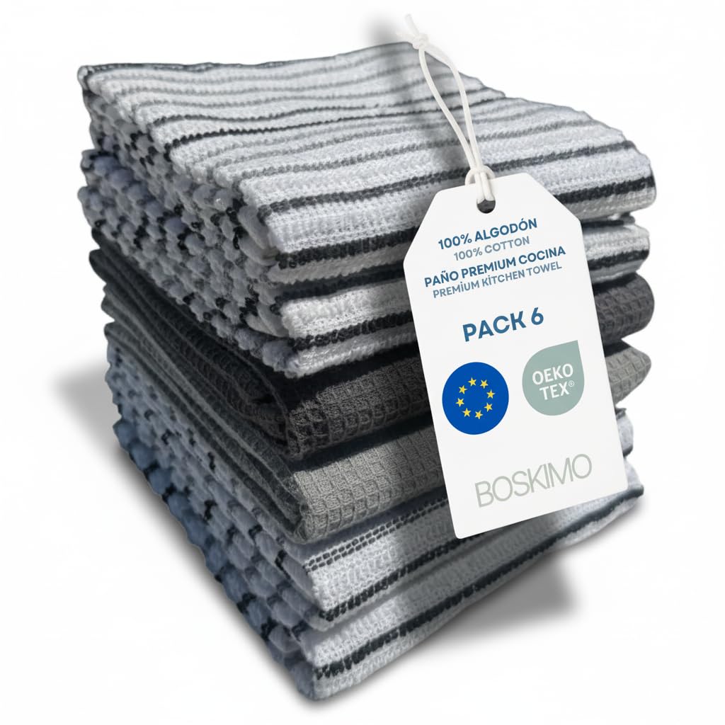 Set Di 6 Strofinacci In Spugna Per Cucina – Motivo Floreale, 28x28 Cm, Lavabili, Riutilizzabili