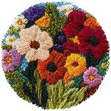 Latch Hook Rug Kit Abstract Cute Wild Flower Easy for Beginners Round Shape Carpet Crochet Yarn Craft Mini Rug...