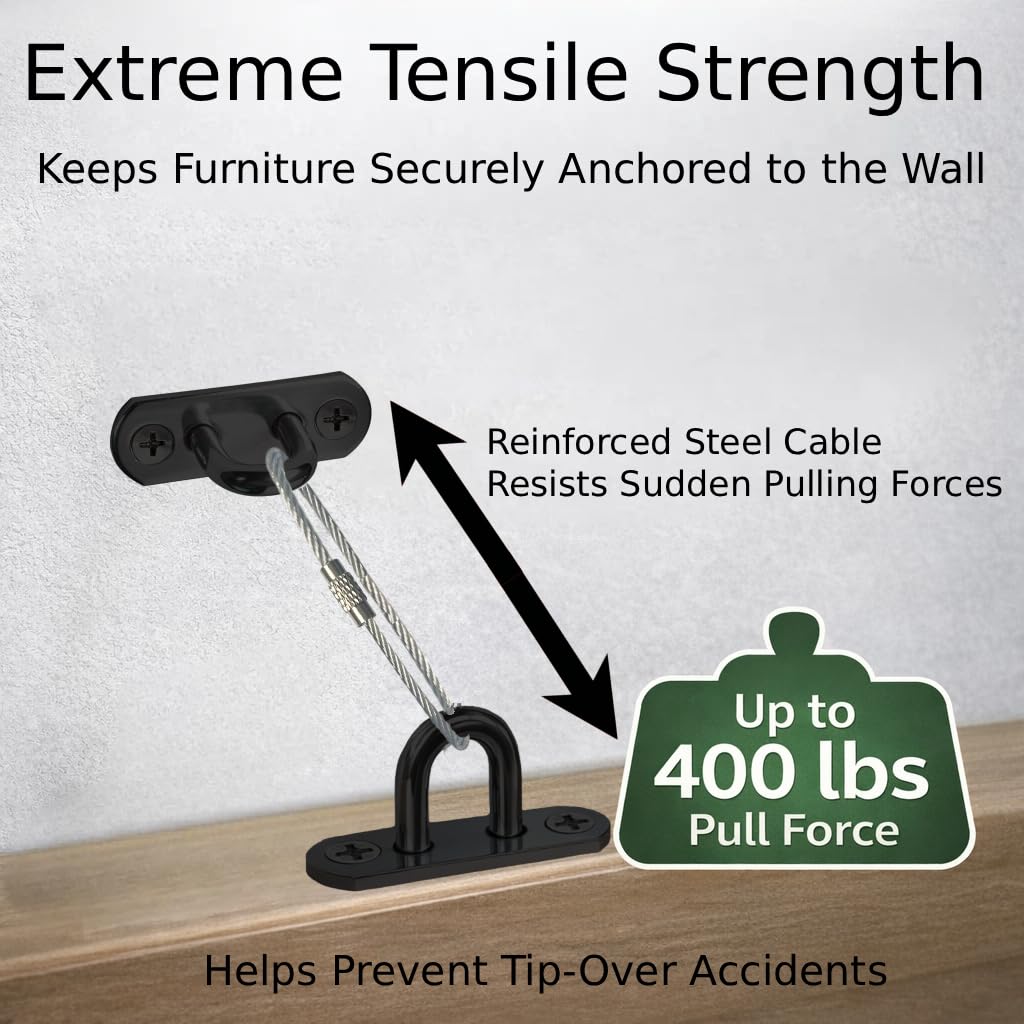DAMILA 304 Stainless Steel Mini Hidden Furniture Anchors 4 Pack (Classic Black, 4 Pack)