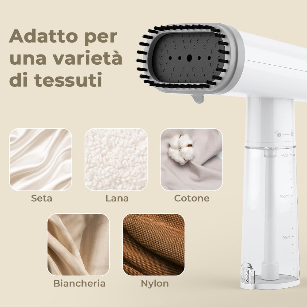Stiratore Verticale 1000W, Ferro da Stiro da Viaggio con 150ml di Serbatoio d'acqua Piccolo e Leggero, Stira Camicie Rimuove Rapidamente le Pieghe, 1,8M di Cavo, per Casa e Viaggi
