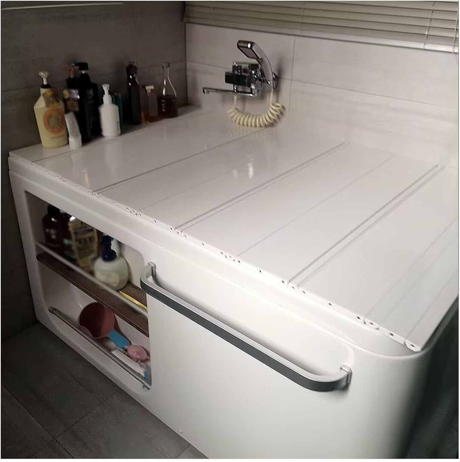 Bathtub Tray Folding Bathtub Cover PVC Bath Lid Bathtub Tray, Multifunctional Waterproof Bathtubs Insulation Boards for Phone Tablet Bracket, Thickness 1.2cm, 19 Size Multifunctional(75x135x