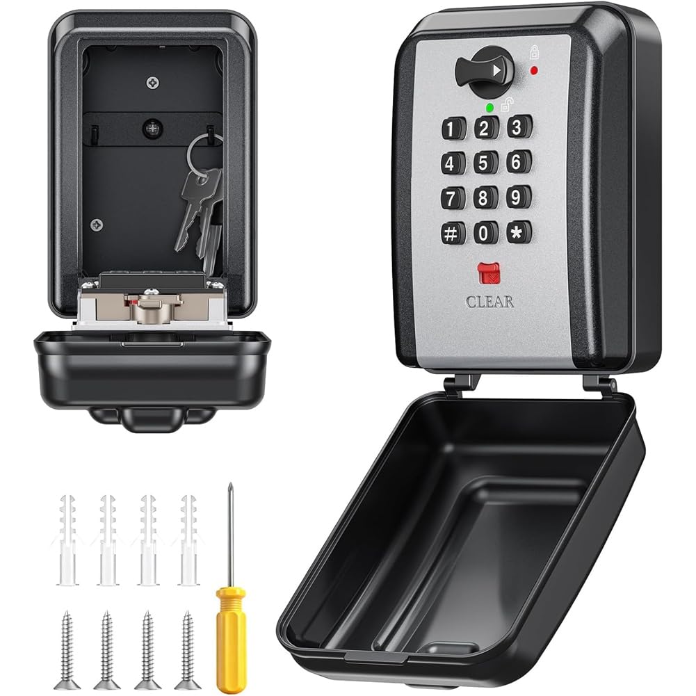 Jnchdghwa Key Lock Box with 12-Digit Combination Mechanism Large Capacity& Weatherproof Outdoor Design for Keys, Resettable Code Functionality