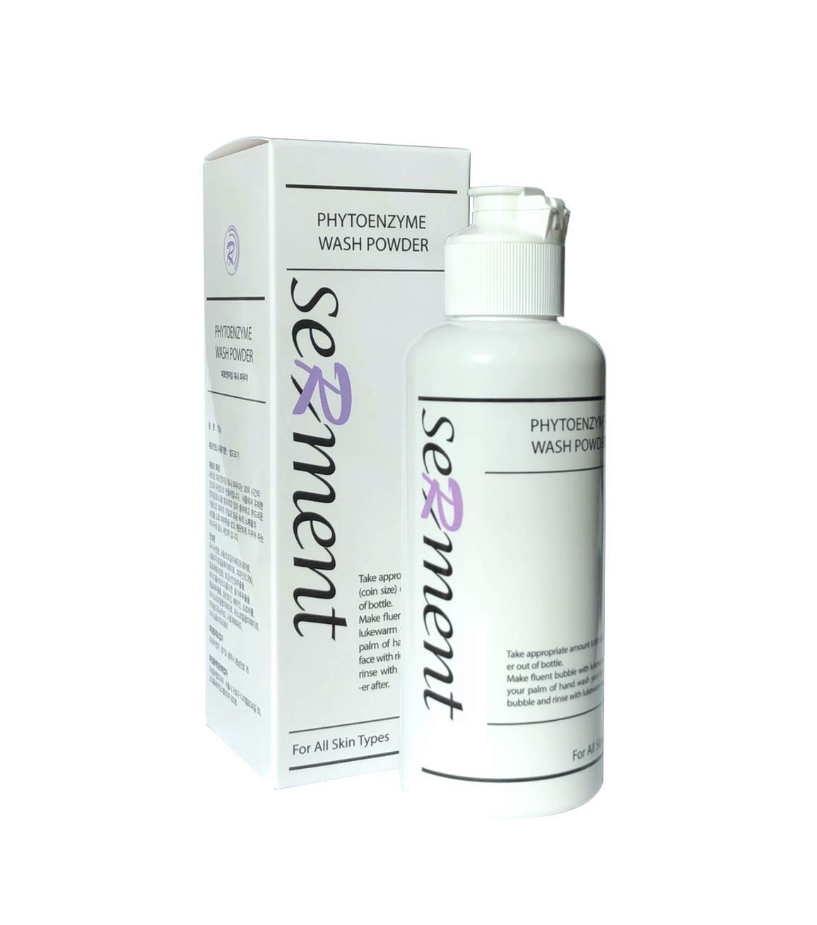 [Serment] Korean Cosmetics Serment Enzyme Acne Face Wash Powder Cleanser, Exfoliation Hypoallergenic cleanser with Collagen Boost, Pore purifying, Vitamin E for Sensitive Skin, Prevent Acne stripping