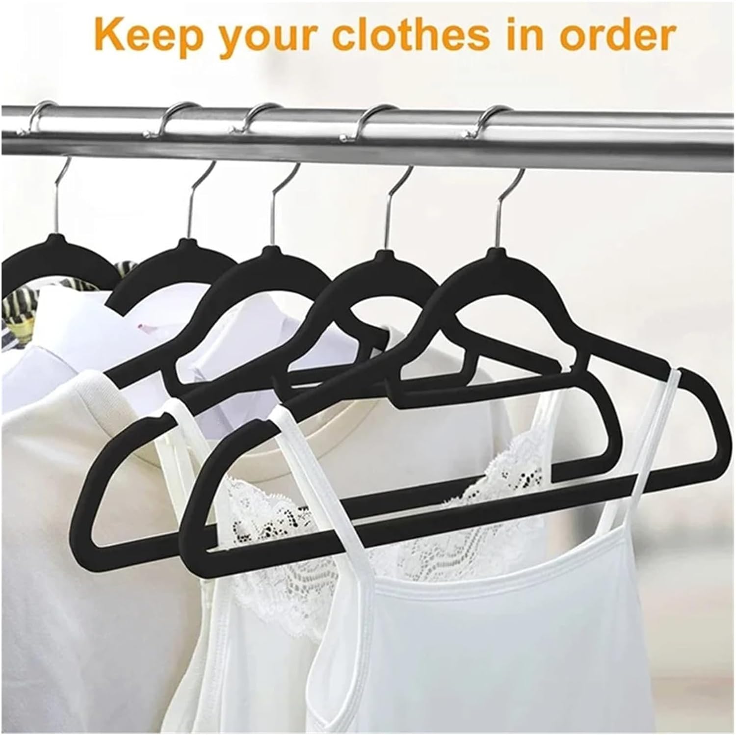 10Pcs Flocked Hanger Home Non-Slip Hangers Coat Clothes Strong Durable Racks(Grey-10Pcs)