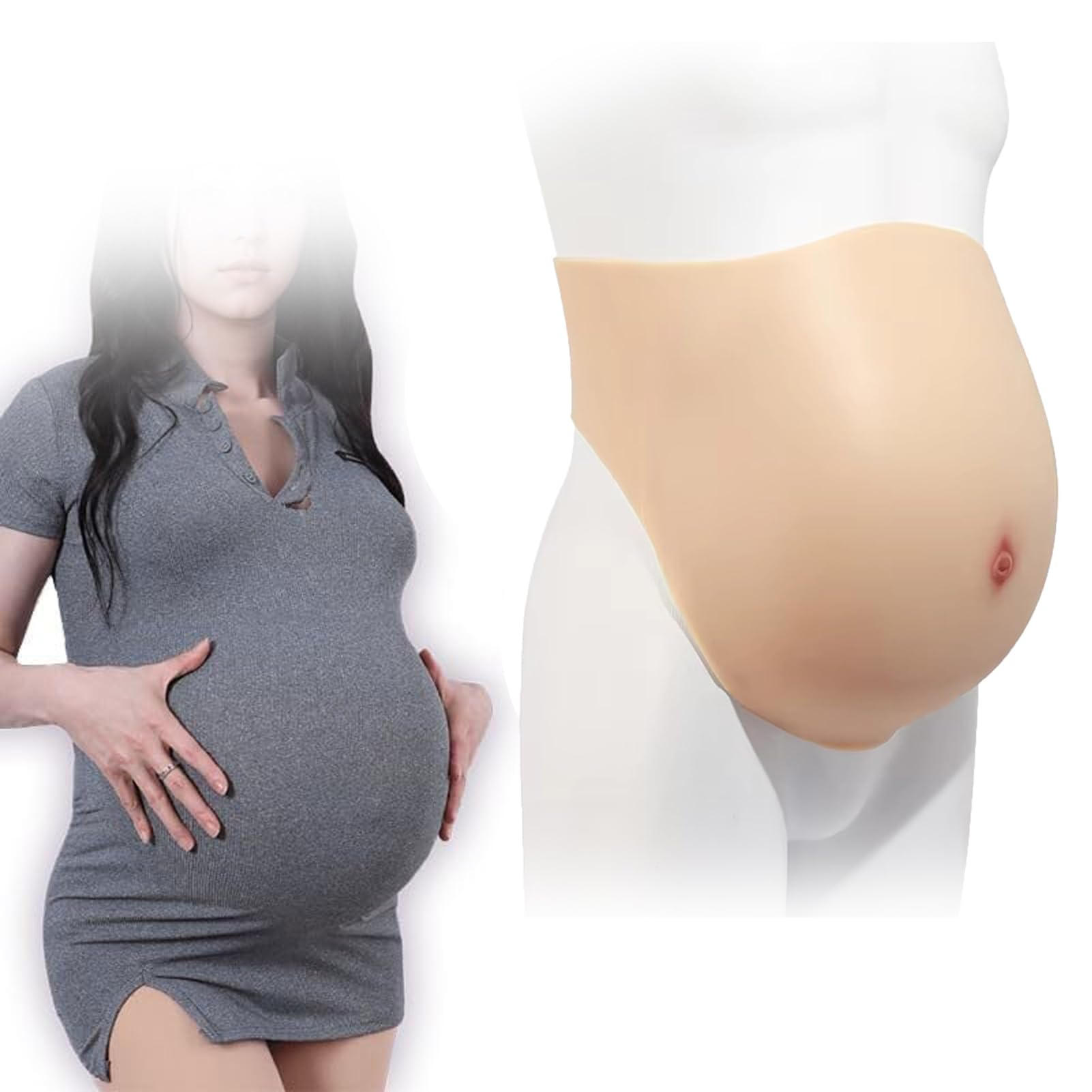 Full Silicone Artificiale Del Bambino Bump Falso Incinta Pancia Film Puntelli Reale Morbido Falso Maternità per Fingere La Gravidanza