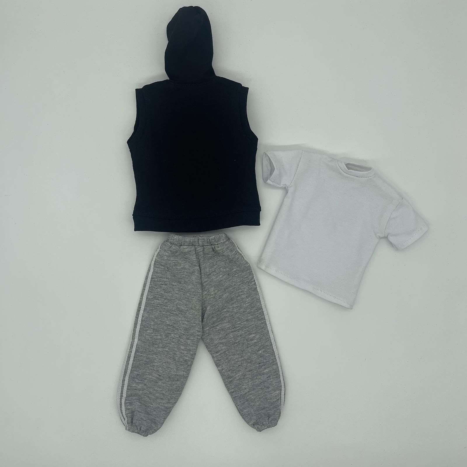 Amagogo 3x 1/6 ärmelloses Hoodie-Hosen-Set, handgefertigte Puppenkleidung, modisches Miniatur-Kleidungskostüm für 12-Zoll-Verkleidung, Actionfiguren-Zubehör, schwarzer Kapuzenpullover