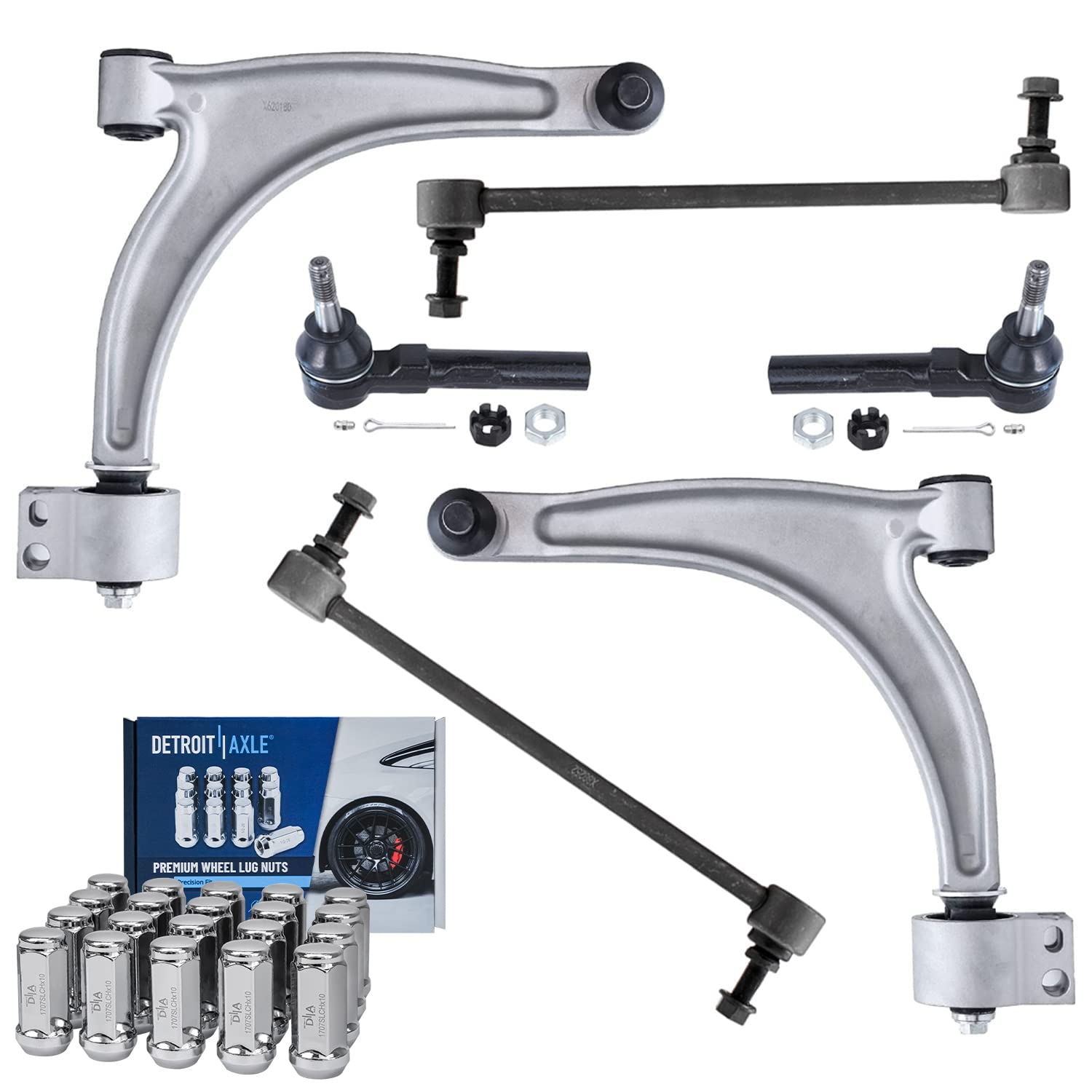 Detroit Axle - Front Lower Control Arms + Tie Rods Sway Bars + 20pc Wheel