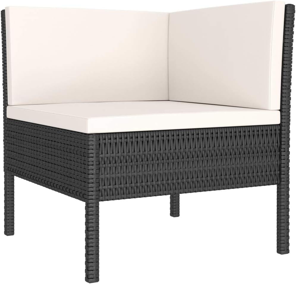 vidaXL Patio Furniture Set 2 Piece, Patio Conversation Set with Cushions, Outdoor Sectional Sofa with Table for Garden, Poly Rattan Black